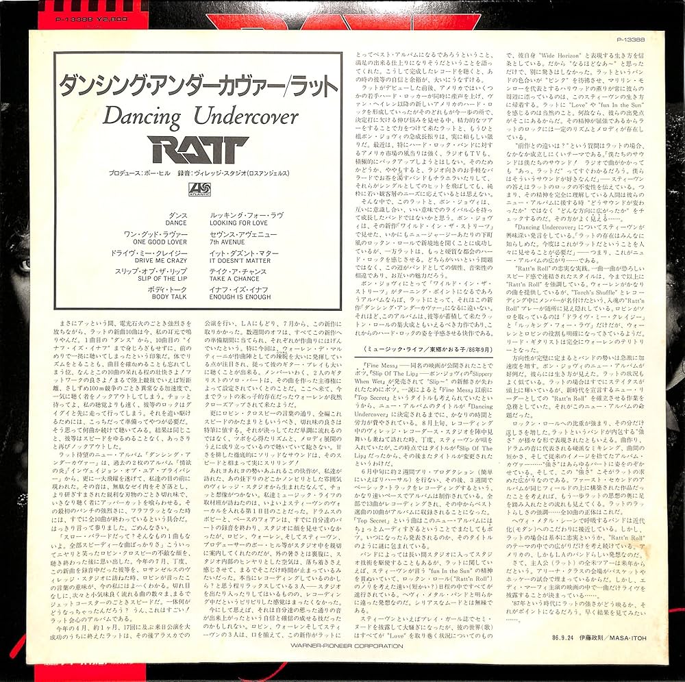 Amazon.co.jp: ダンシング・アンダー・カヴァー[RATT][LP盤